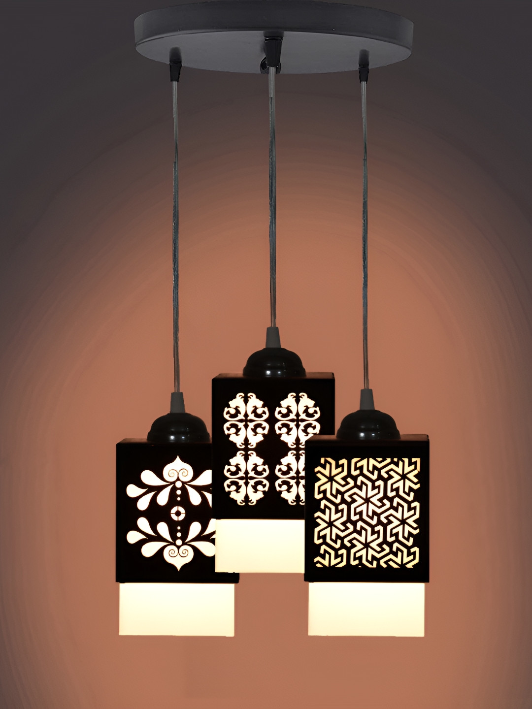 

Afast Black & White Textured Traditional Rectangle Shaped Wood Ceiling Lamp