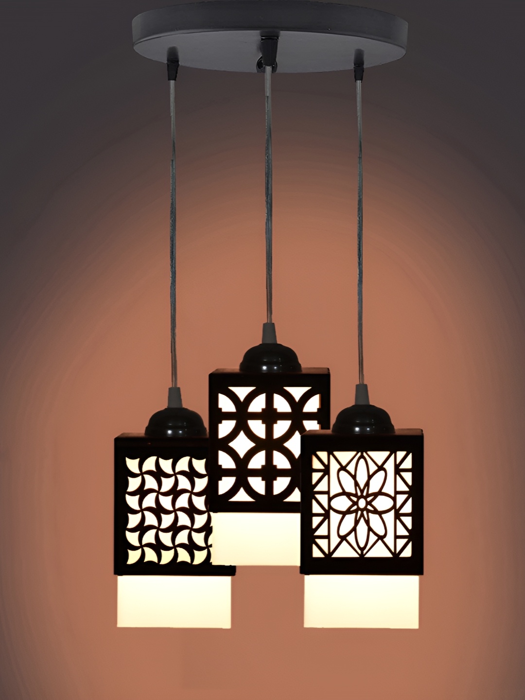 

Afast Black & White Textured Traditional Rectangle Shaped Wood Ceiling Lamp