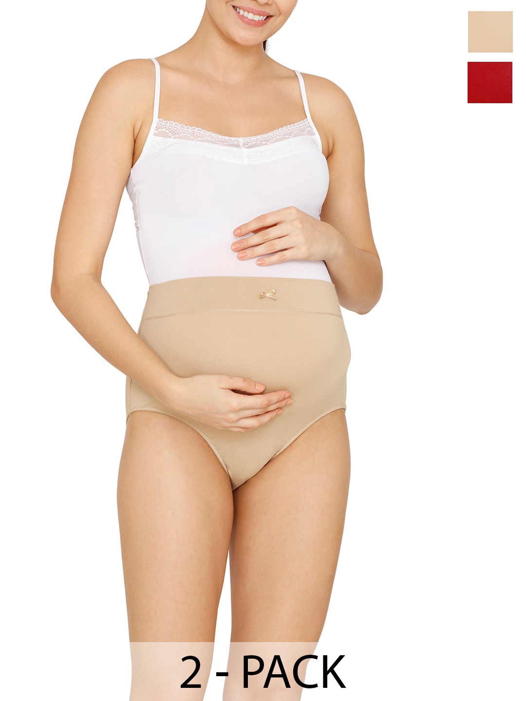 

LAVOS Pack of 2 Anti Bacterial Bamboo Cotton Maternity Panty, Beige