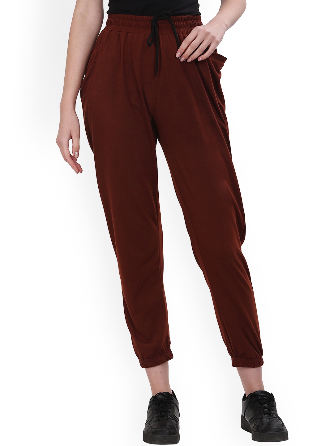 

Fashionable Women Cotton Mid Rise Joggers, Brown