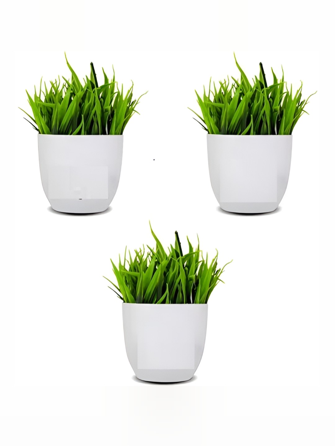 

WELL ART GALLERY Green & White 3 Pieces Fern Artificial Plant With Pot