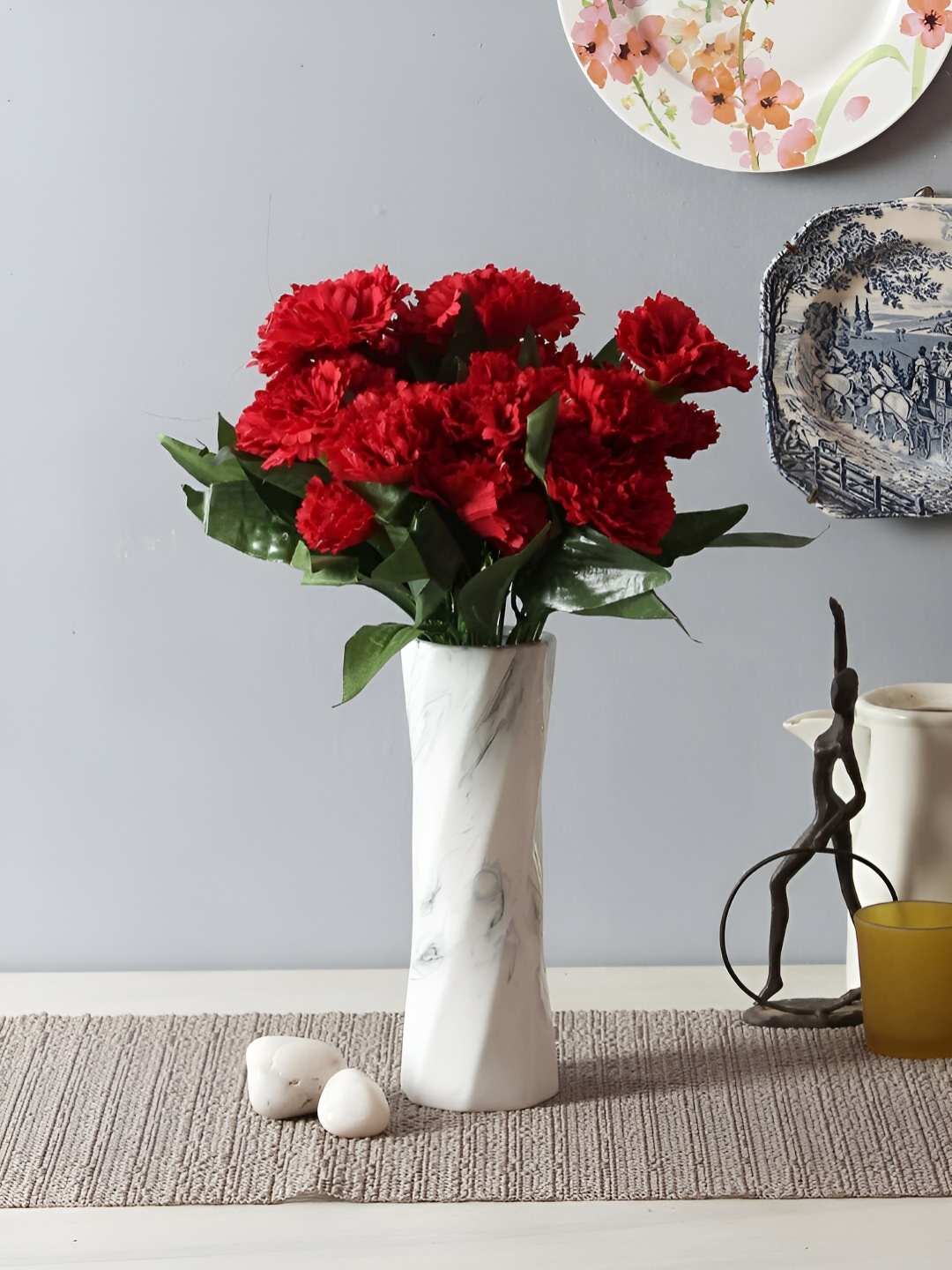 

WELL ART GALLERY Red Carnation Artificial Flower With Pot