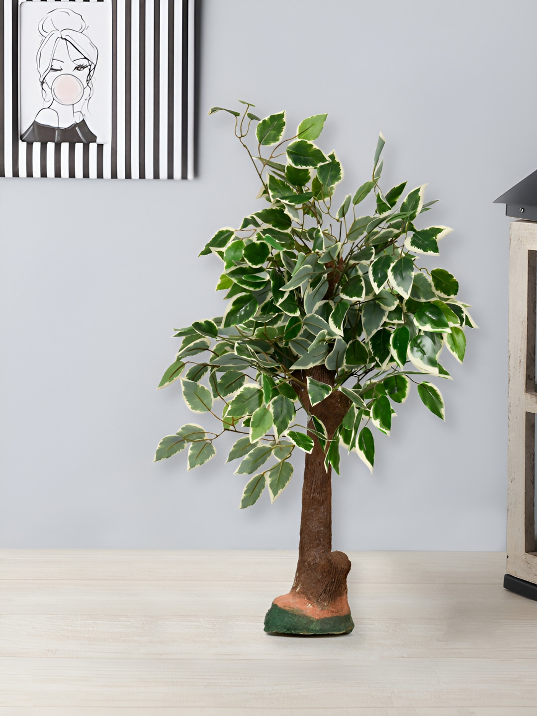 

WELL ART GALLERY Green Ficus Artificial Plant