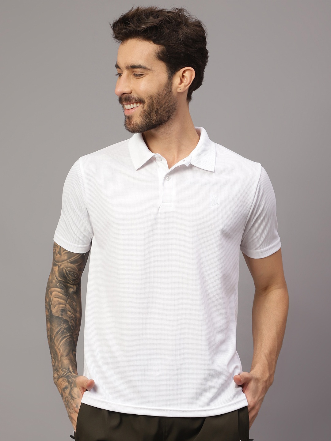 

Trenz Textured Polo Collar T-shirt, White