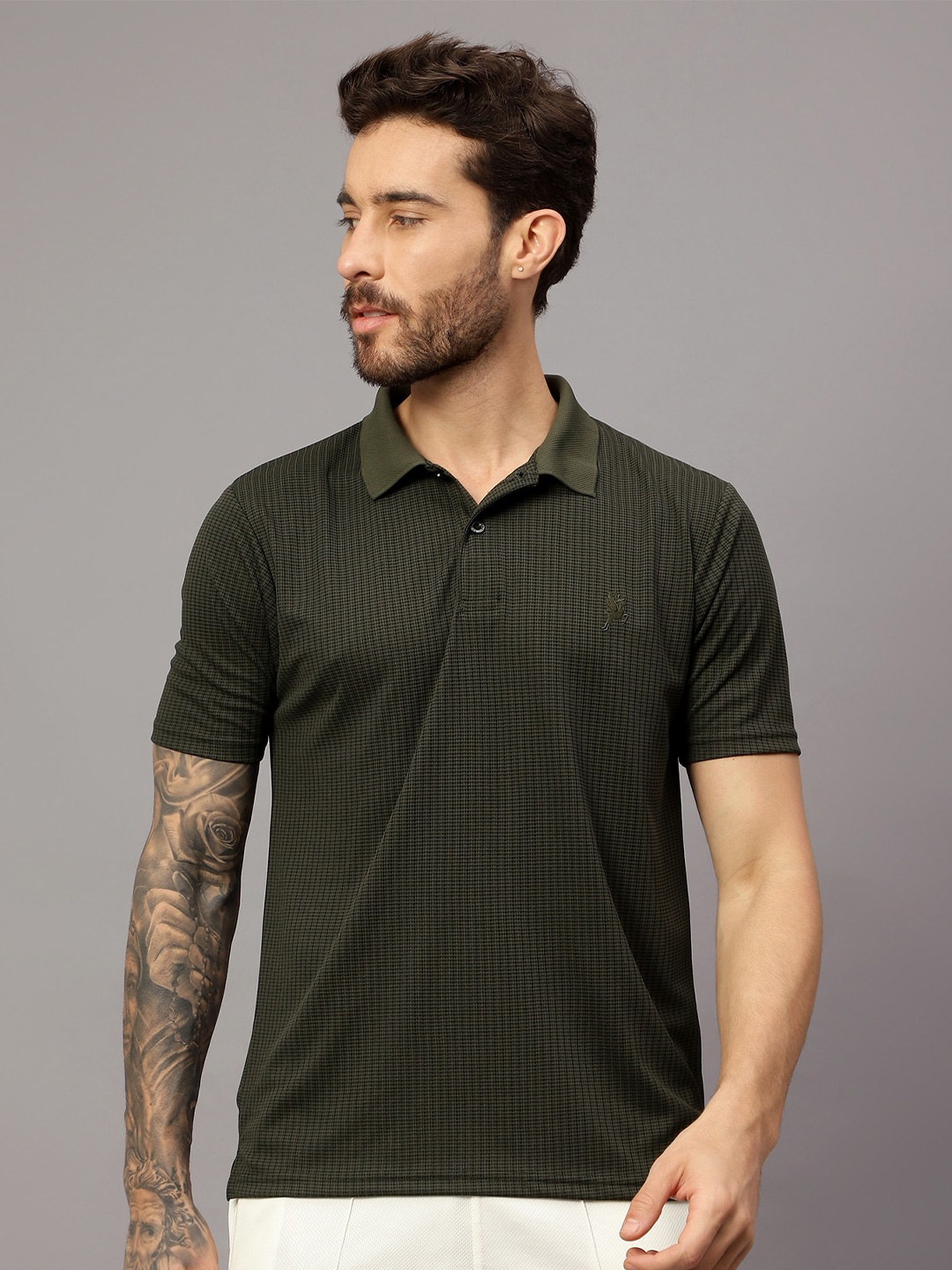 

Trenz Textured Polo Collar T-shirt, Green