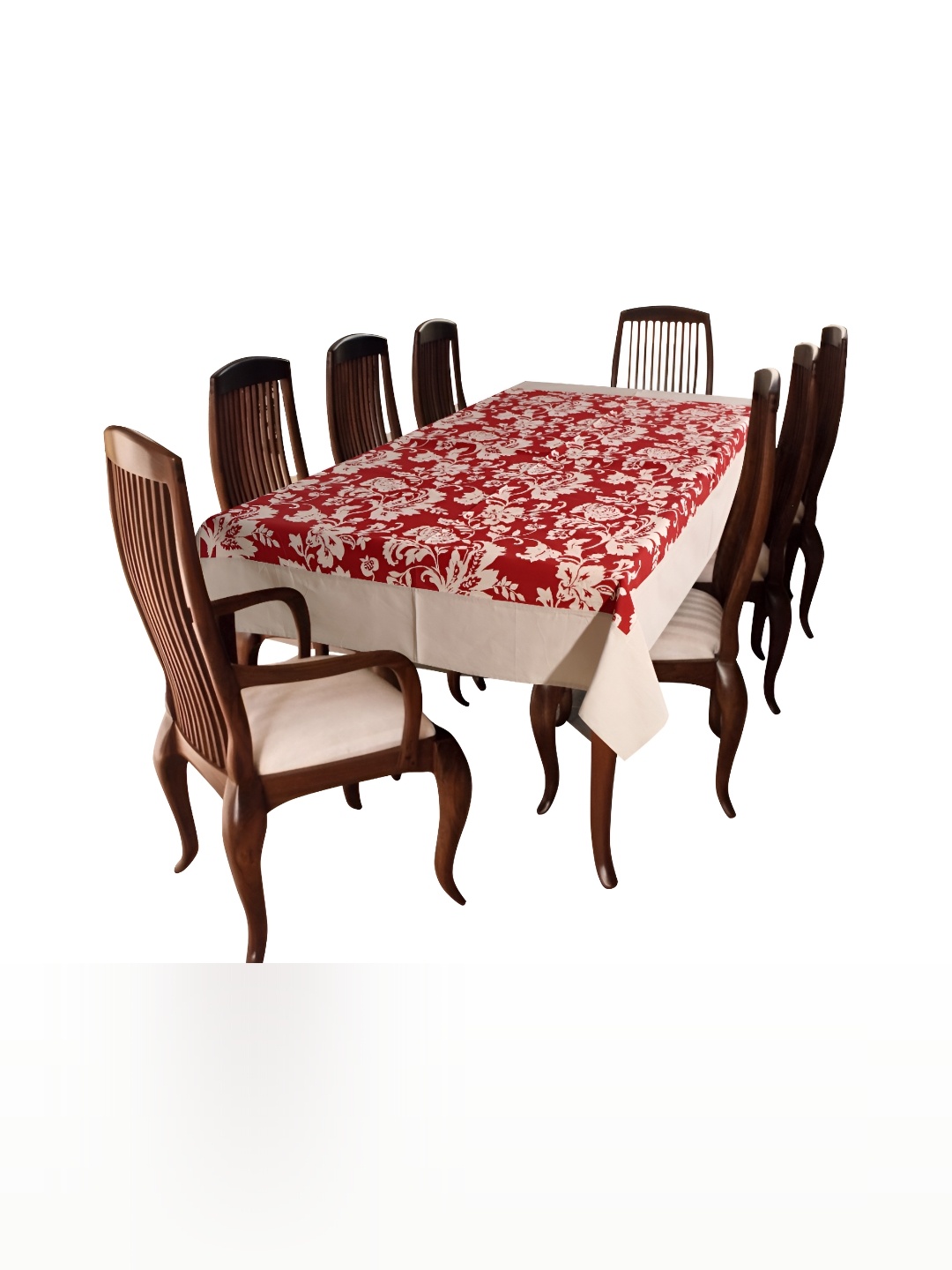 

TARAN LIVING Beige Floral Cotton 6-Seater Table Cover