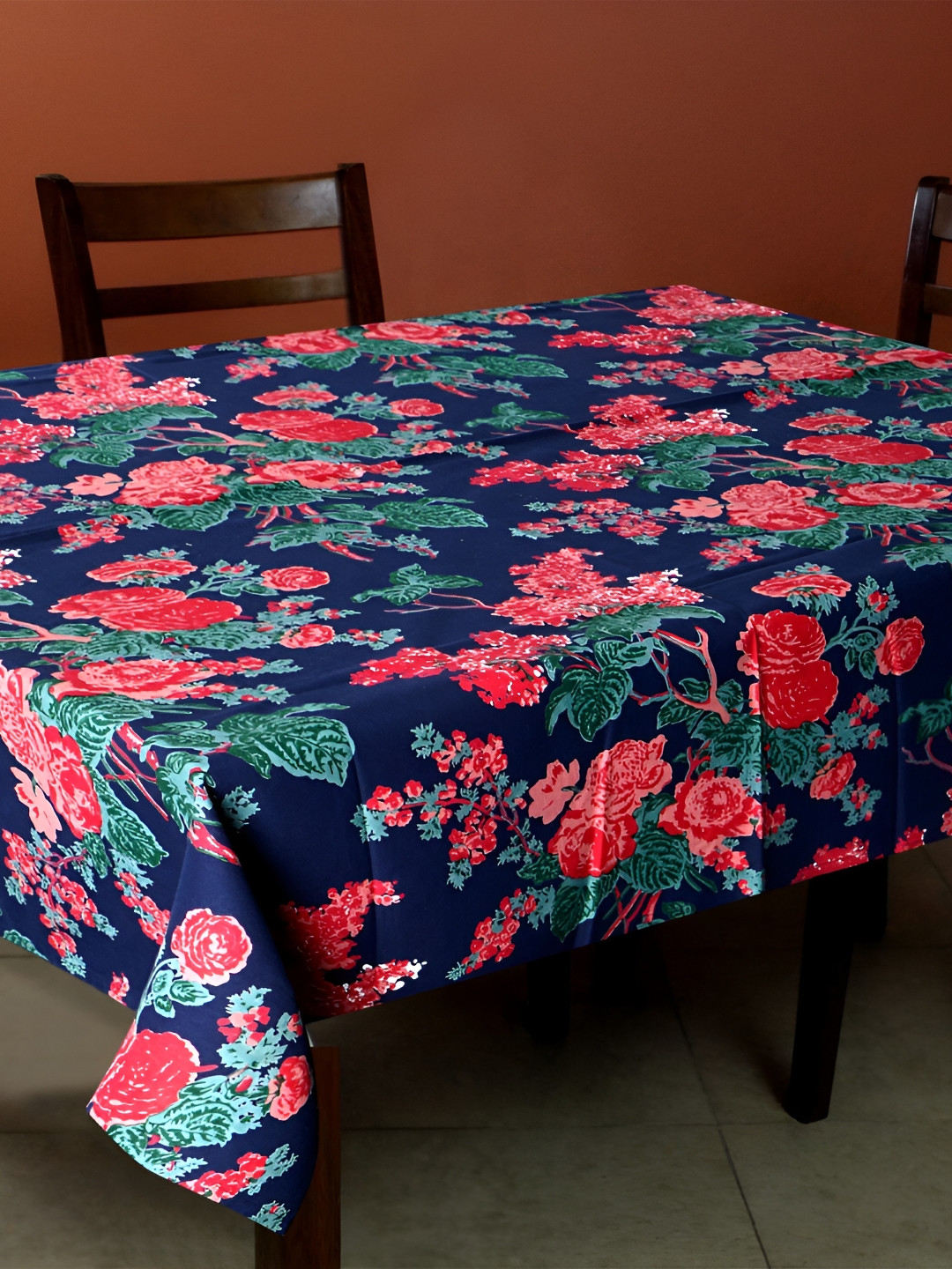 

Ratan Cart Peach-Coloured Floral Cotton 4-Seater Table Cover