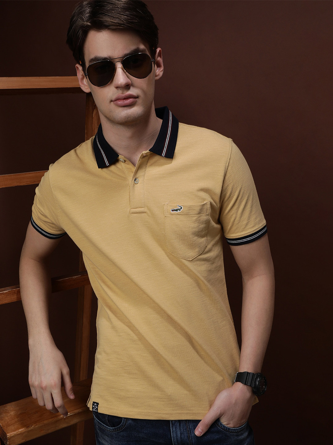 

Crocodile Polo Collar Slim Fit T-shirt, Yellow