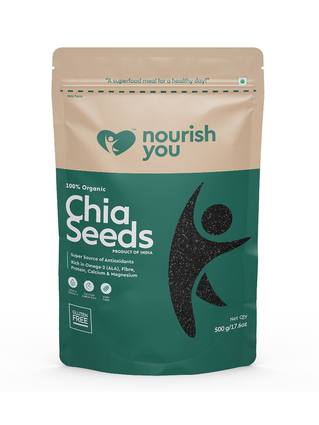 

Nourish You Organic Raw Black Chia Seeds- 500gm, Teal