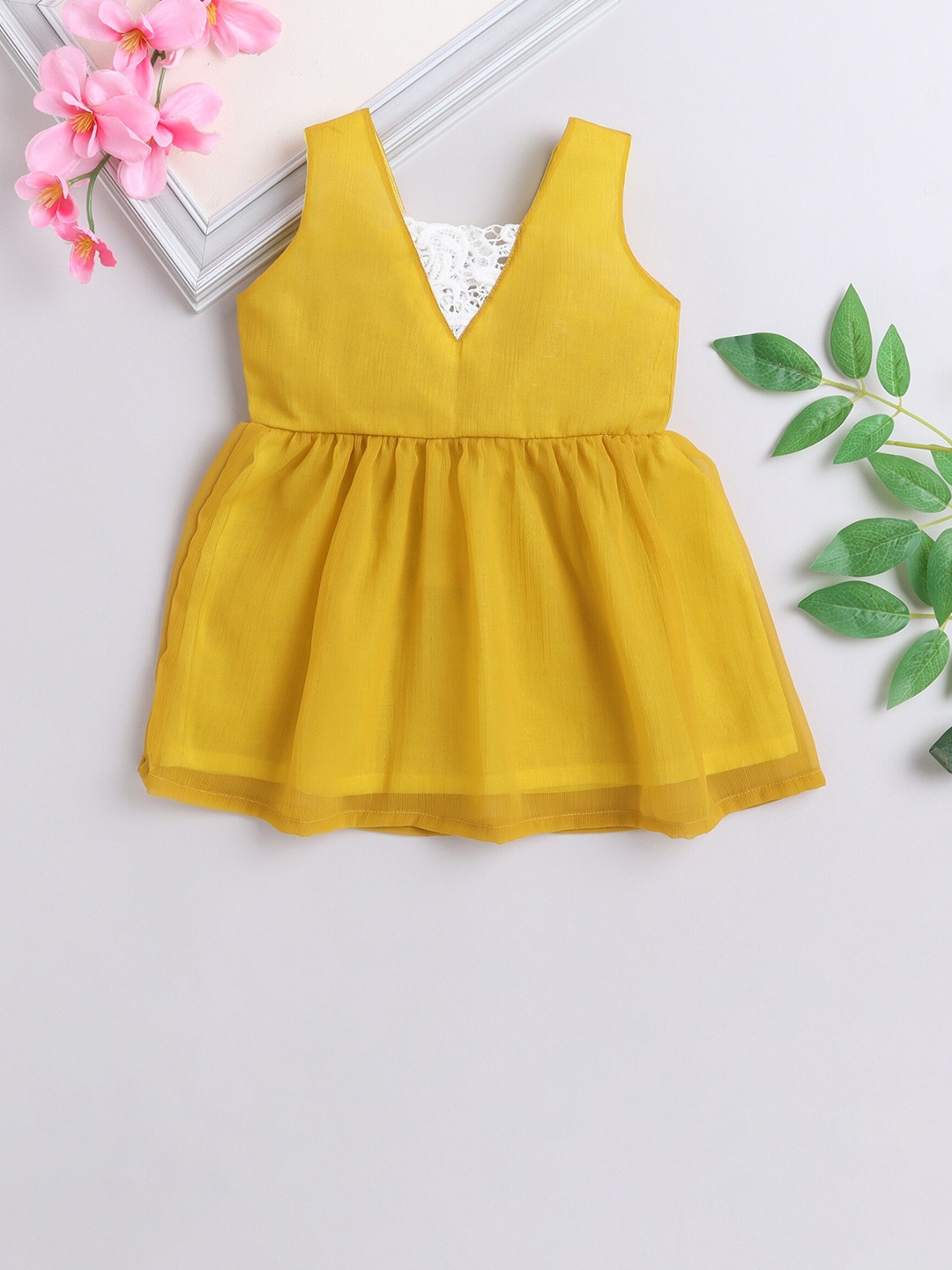 

MANY FROCKS & Girls Fit & Flare Dress, Yellow