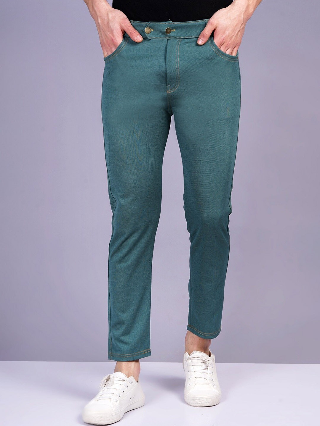 

WE PERFECT Men Mid-Rise Cotton Trouser, Green