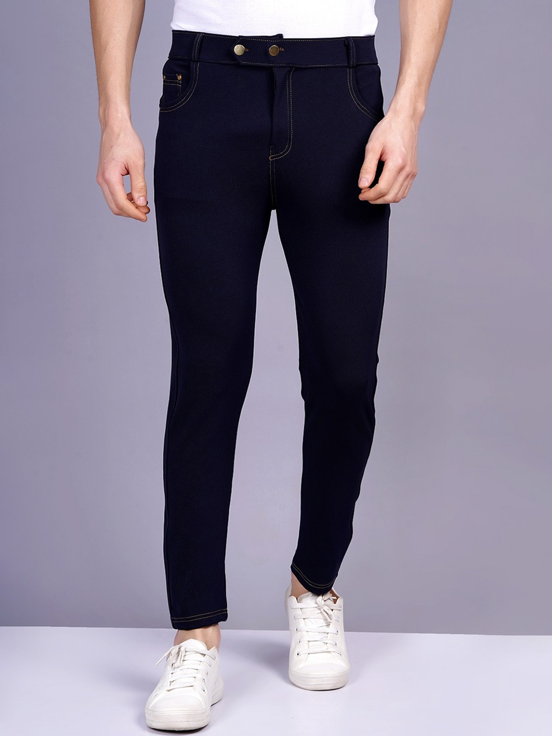 

WE PERFECT Men Relaxed Chinos Trousers, Navy blue