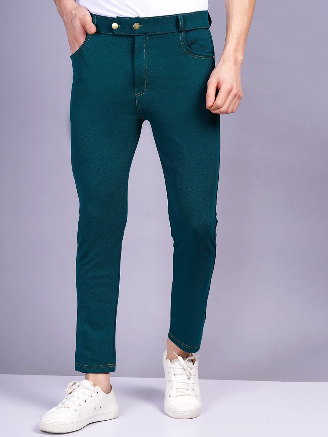 

WE PERFECT Men Relaxed Fit Cotton Chinos Trouser, Green