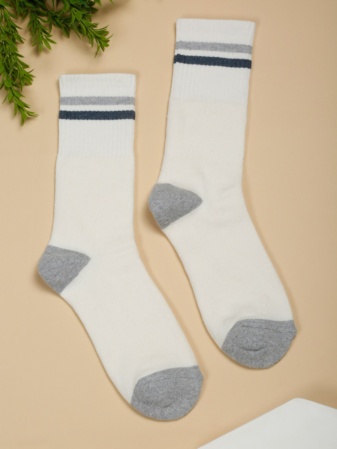 

Cantabil Men Pack Of 5 Cotton Calf Length Socks, White