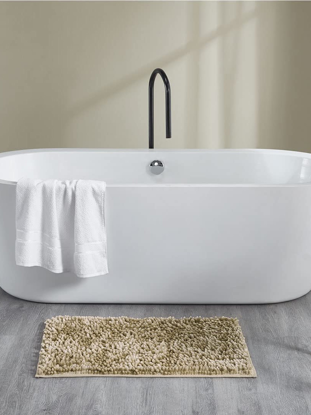 

Villedomo Beige Microfiber Anti-Skid Bath Rugs