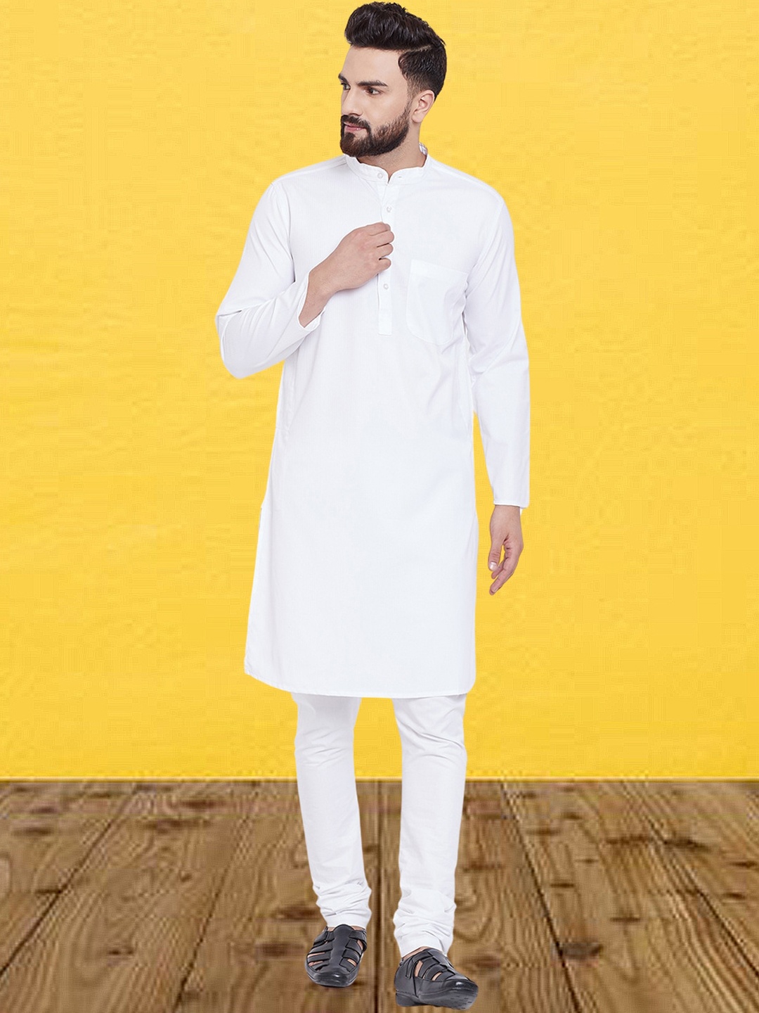 

even Men Thread Work Kurta, White