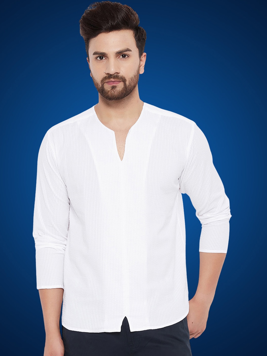 

even Men Thread Work Kurta, White