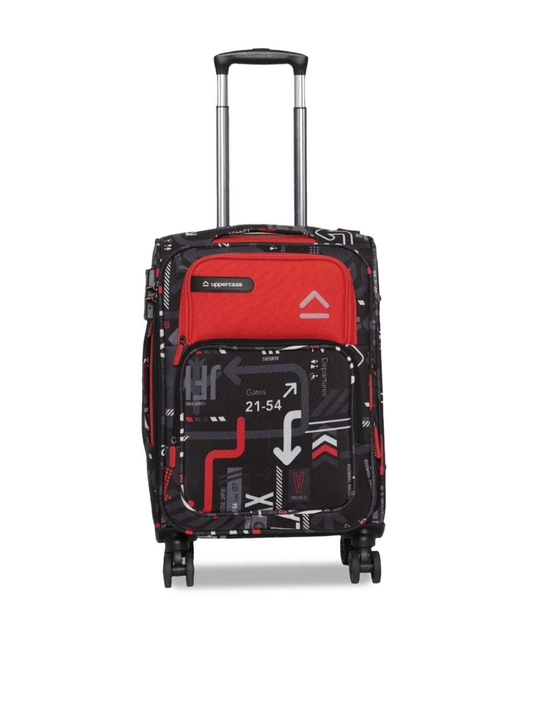 

uppercase Jfk Plus Printed Soft-Sided Cabin Trolley Suitcase, Red