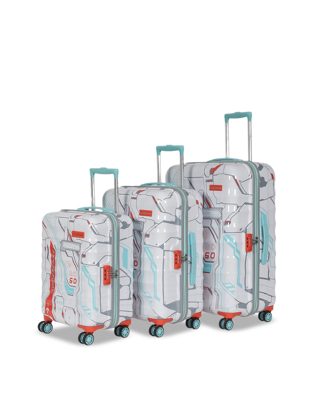 

uppercase Cyber Puck Set Of 3 Hard-Sided Trolley Bags, White