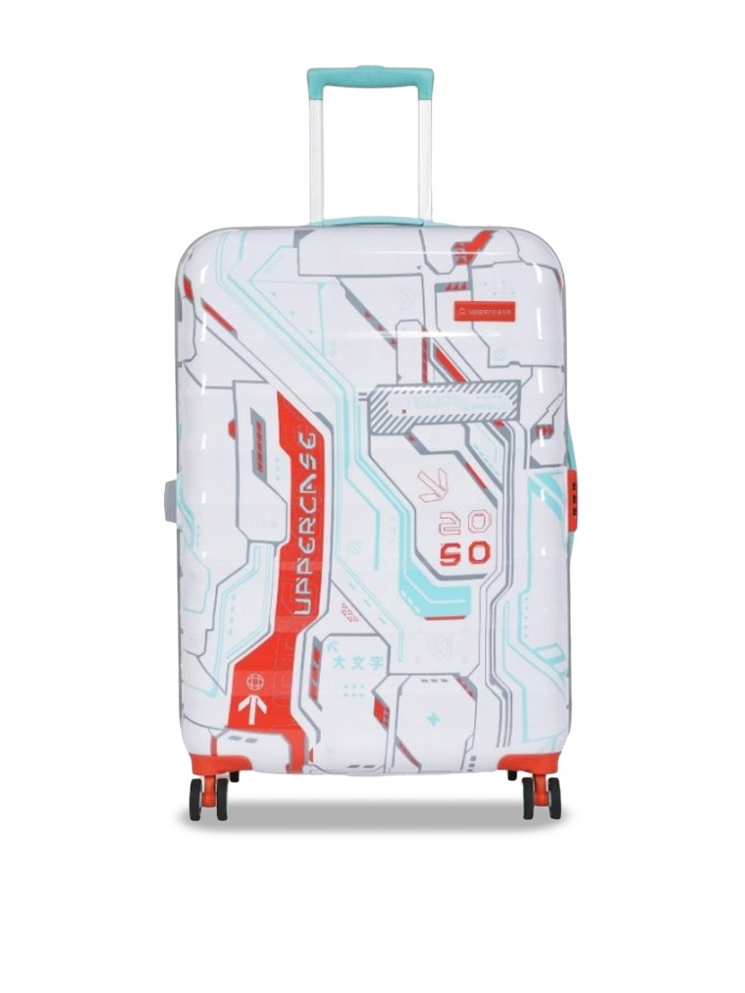 

uppercase Cyber Punk Printed Hard-Sided Large Trolley Bag, White