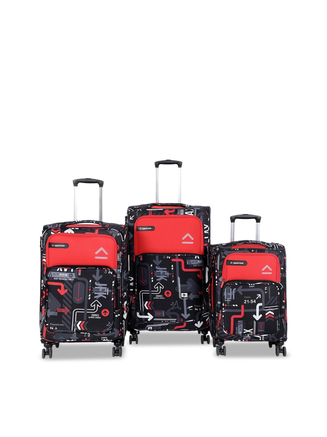 

uppercase Jfk Plus Set Of 3 Hard-Sided Trolley Bags, Red