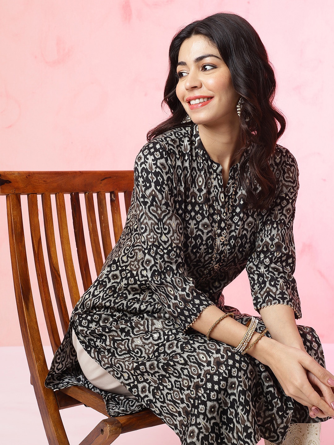 

Anouk Women Ethnic Motifs Printed Kurta, Black