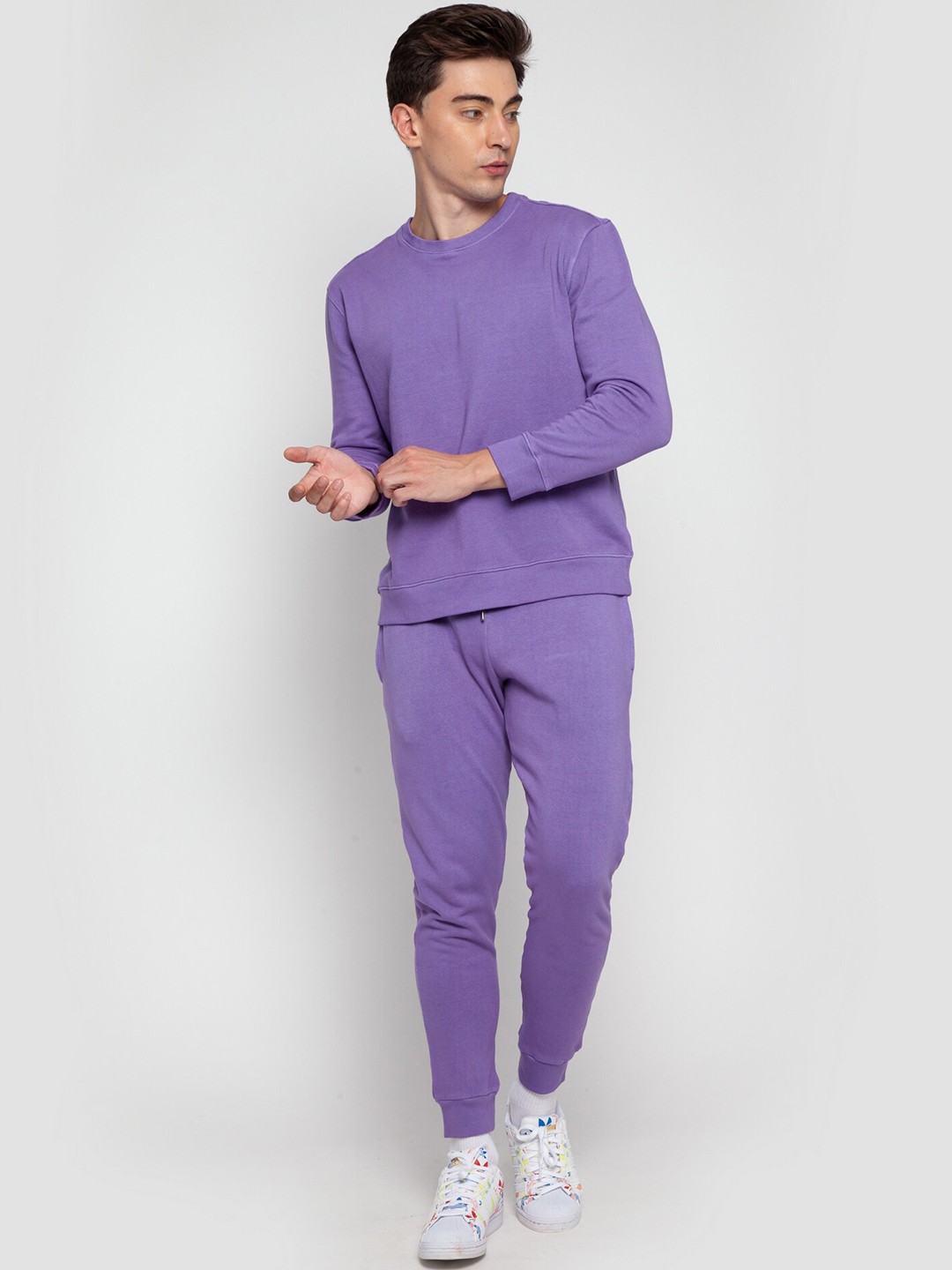 

CAVA Round Neck Pure Cotton Sweatshirt & Joggers, Purple