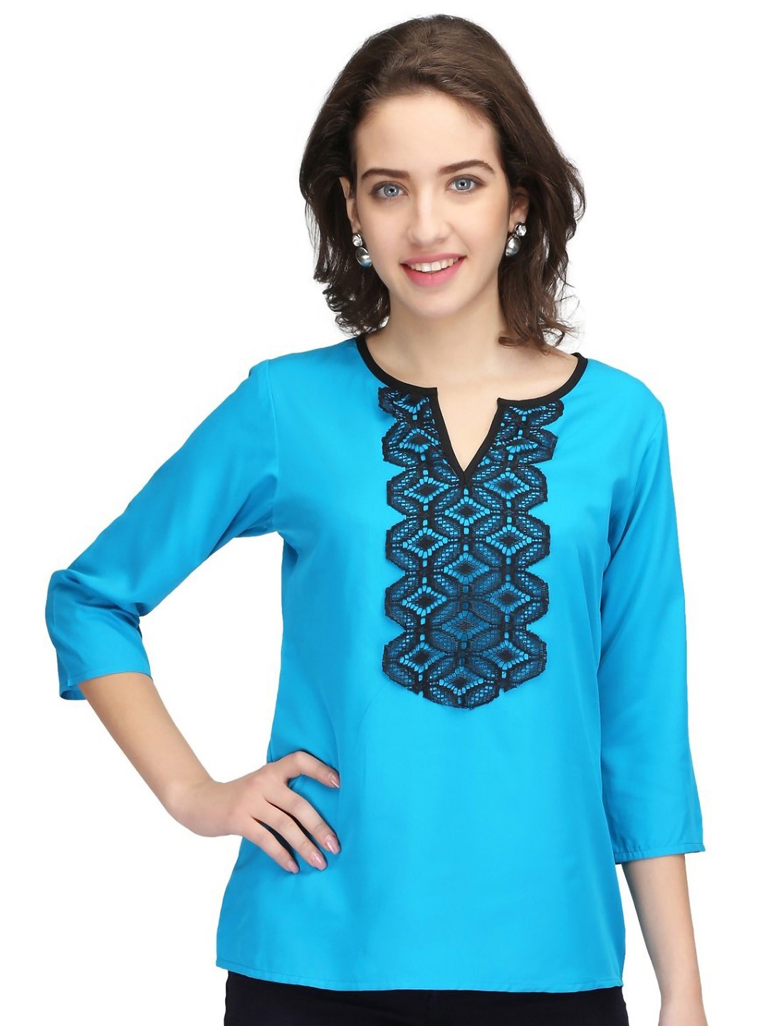 

Karmic Vision Crepe Styled Back Top, Blue