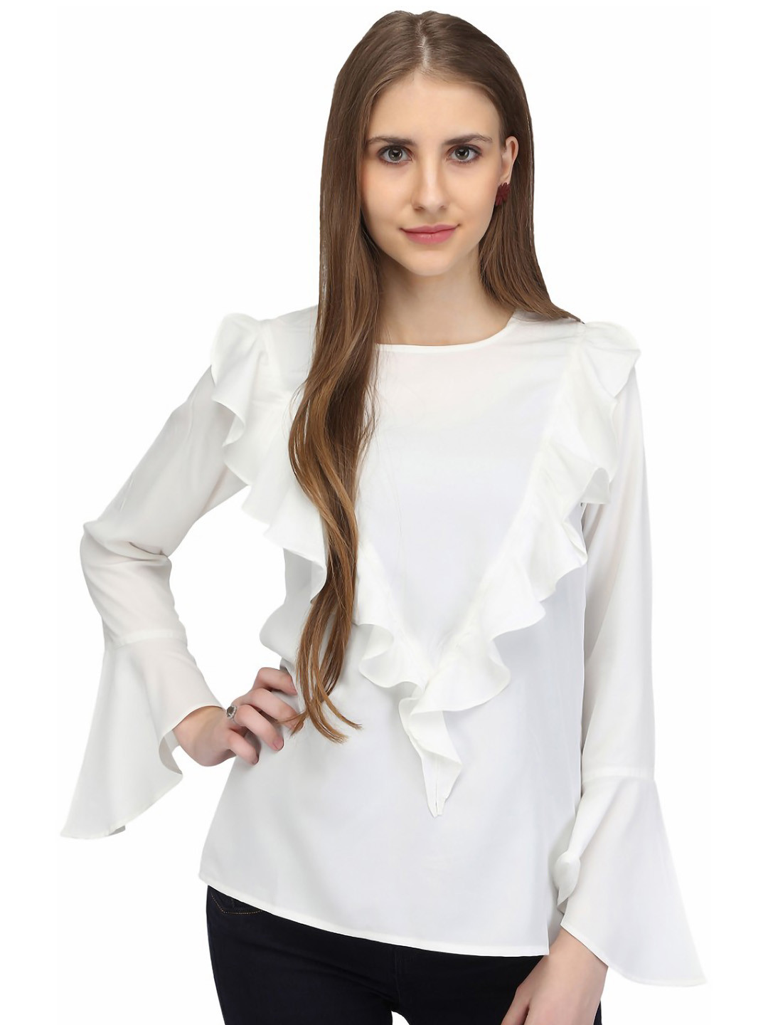 

Karmic Vision Crepe Cape Top, White