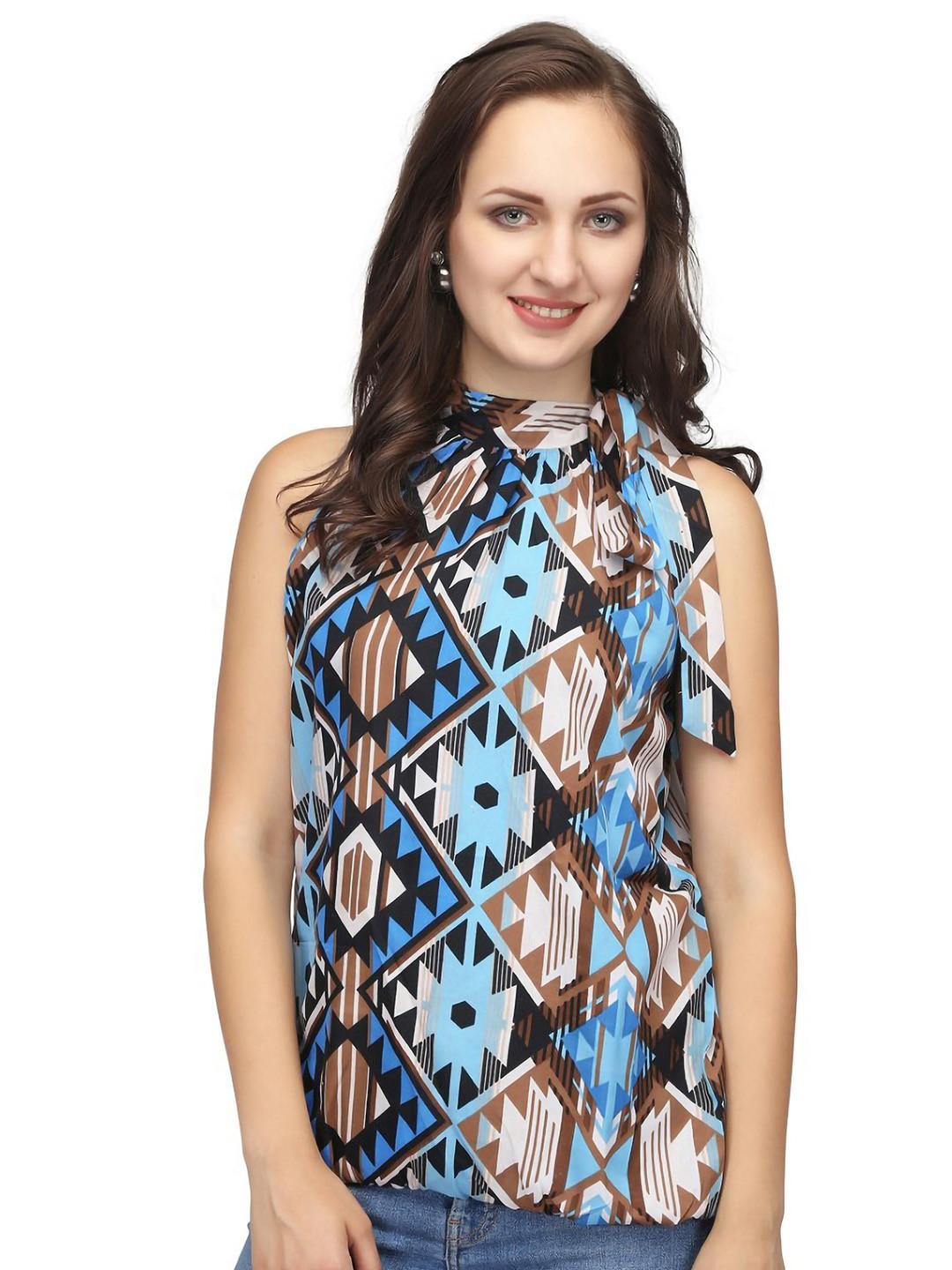 

Karmic Vision Print Crepe Top, Multi