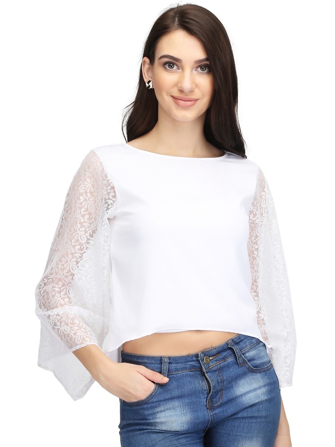 

Karmic Vision Crepe High-Low Top, White