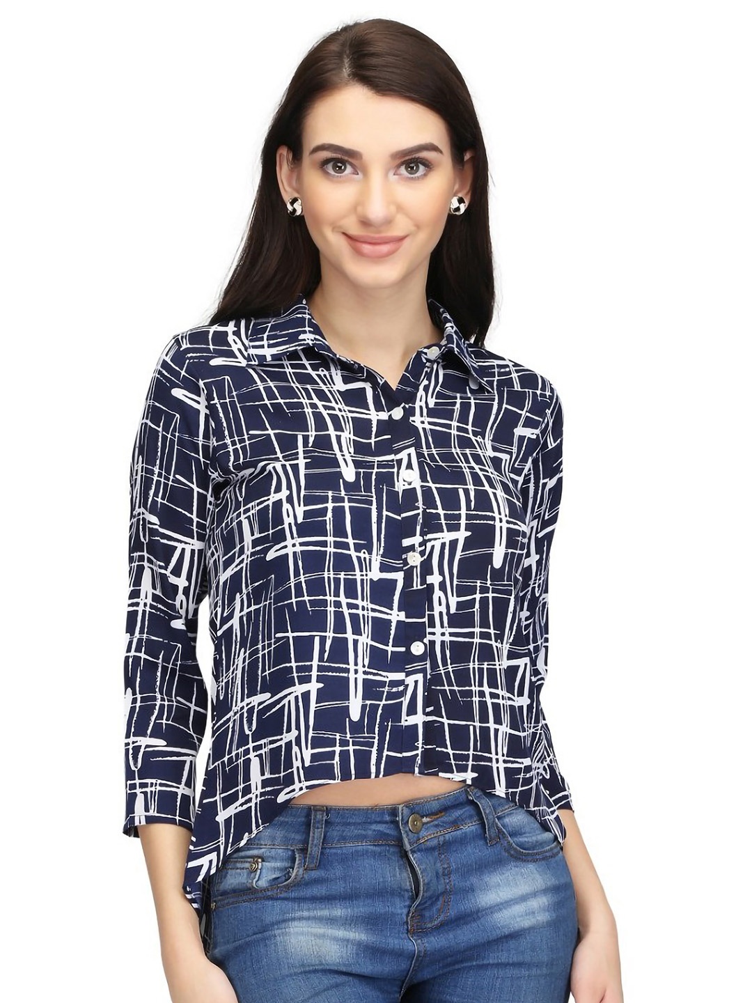 

Karmic Vision Checked Crepe Top, Multi