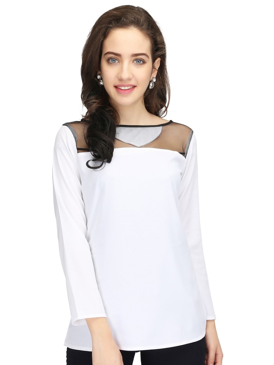 

Karmic Vision Crepe Styled Back Top, White