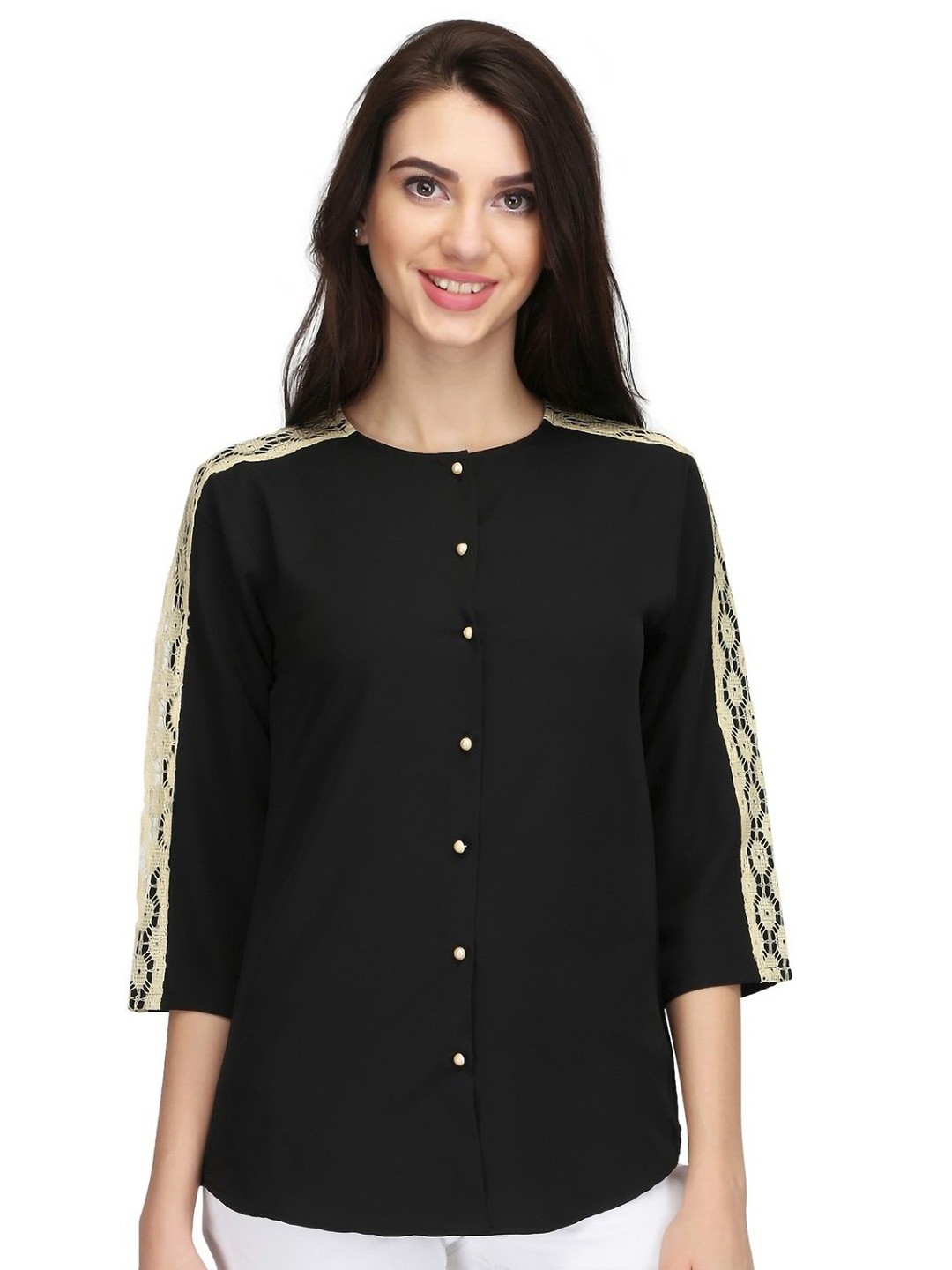 

Karmic Vision Crepe Top, Black