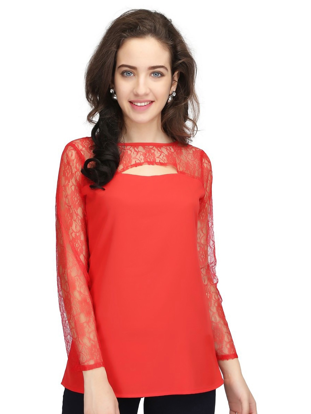 

Karmic Vision Crepe Styled Back Top, Red
