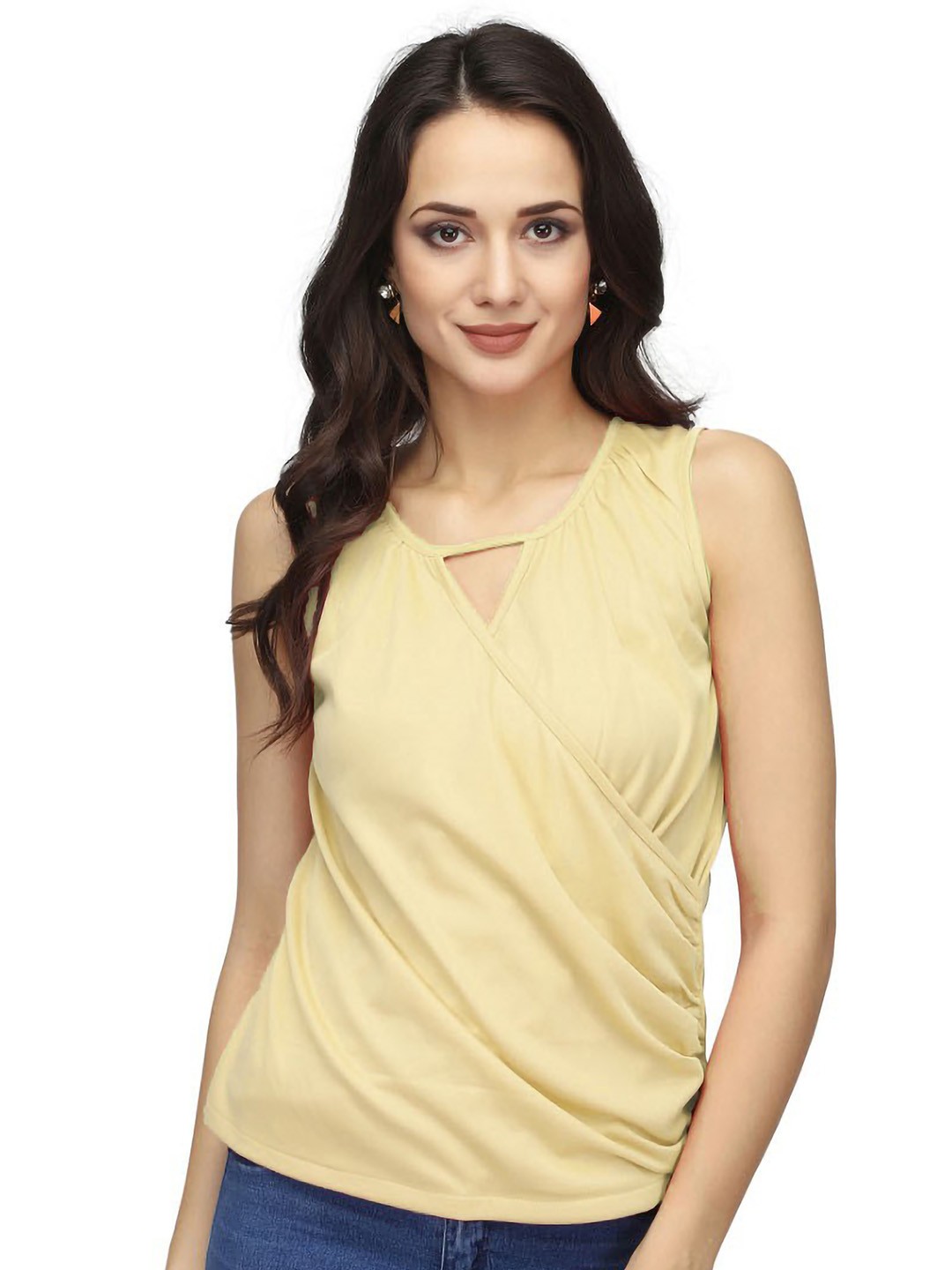 

Karmic Vision Crepe Wrap Top, Yellow