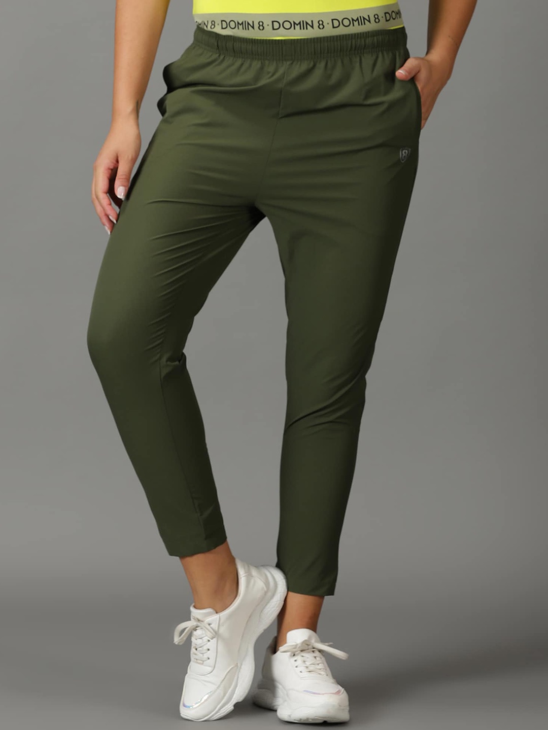 

DOMIN8 Women Mid Rise Track Pants, Green