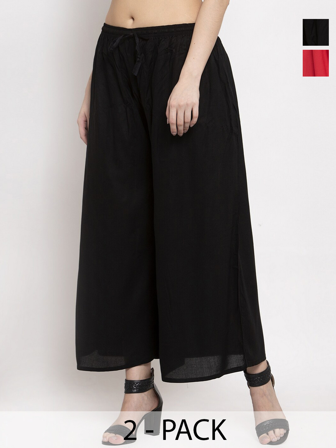 

Miaz Lifestyle Women Flared Palazzos, Black