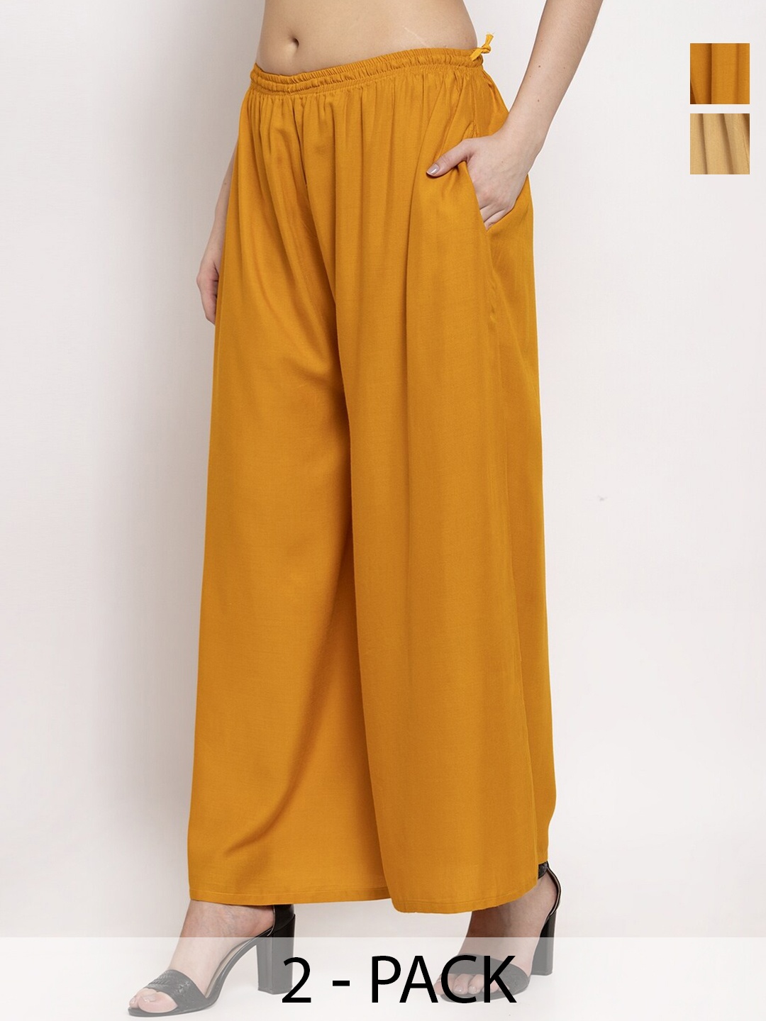 

Miaz Lifestyle Women Flared Palazzos, Beige