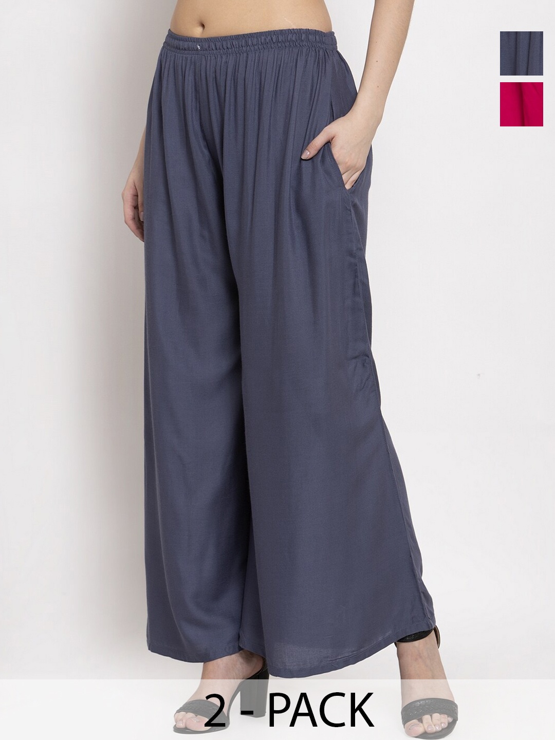 

Miaz Lifestyle Women 2 Palazzos, Grey