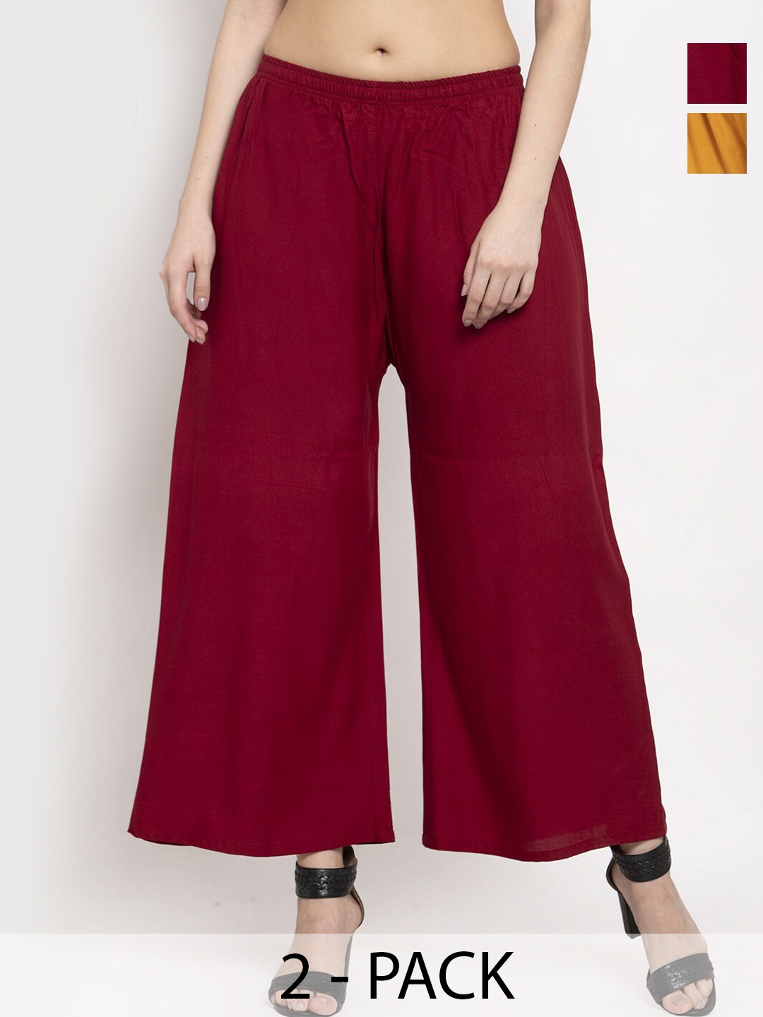 

Miaz Lifestyle Women 3 Flared Palazzos, Maroon