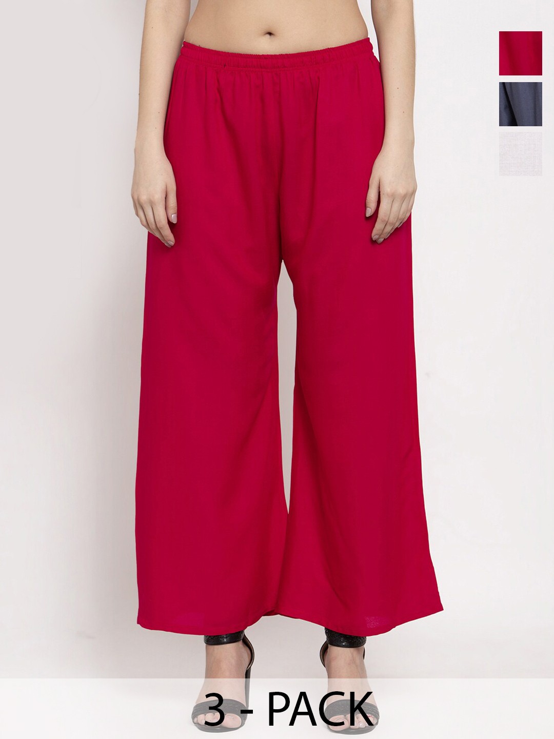 

Miaz Lifestyle Women 3 Flared Palazzos, White