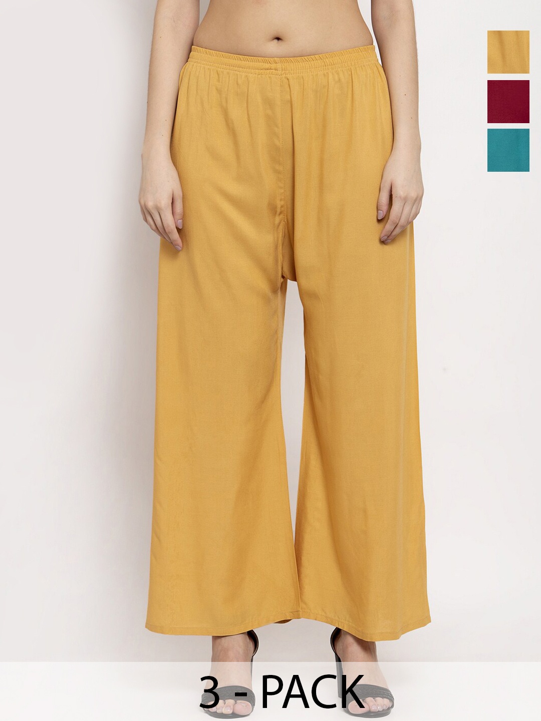 

Miaz Lifestyle Women 3 Palazzos, Maroon