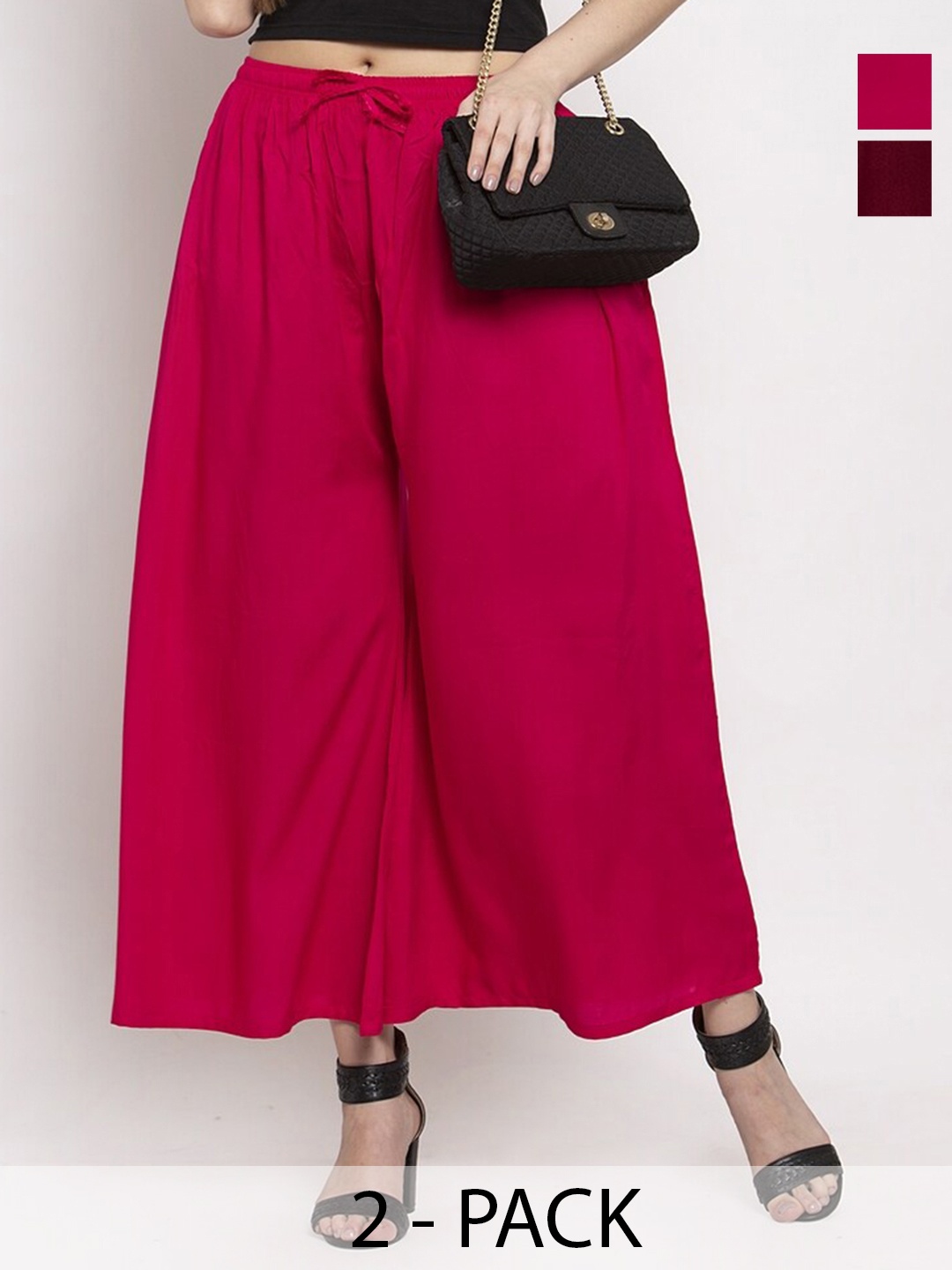 

Miaz Lifestyle Women Flared Palazzos, Pink