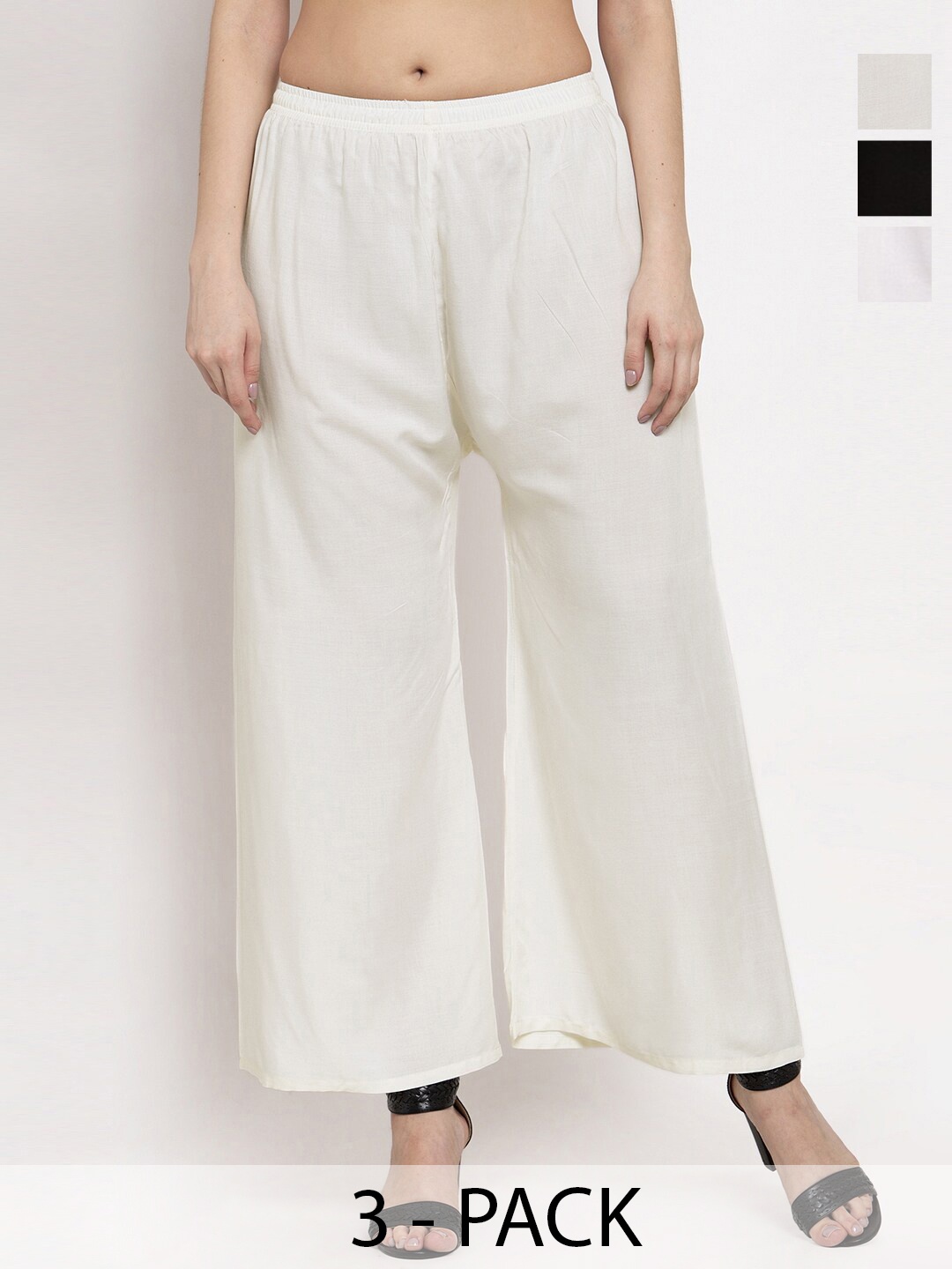 

Miaz Lifestyle Women 3 Flared Palazzos, White