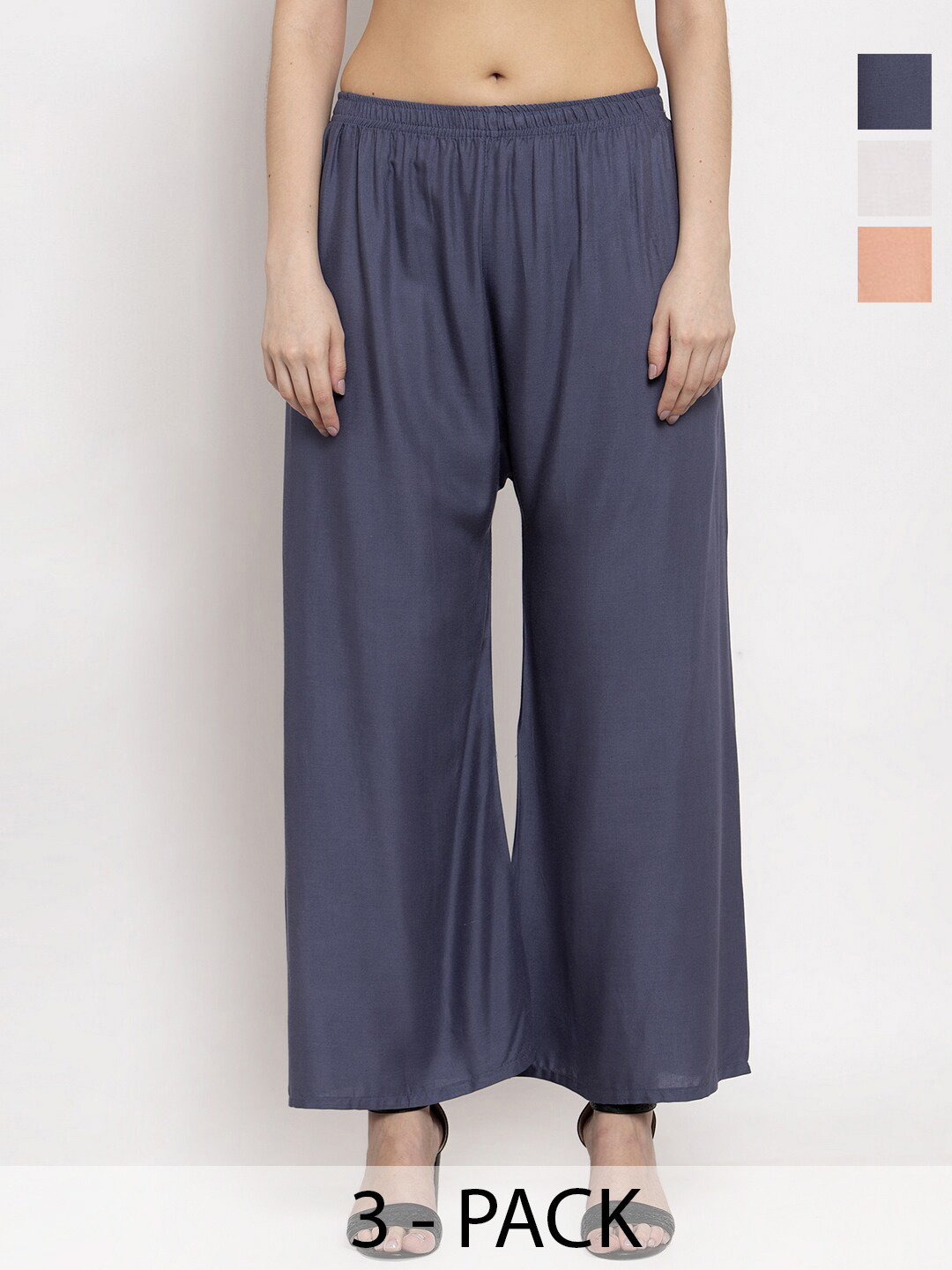 

Miaz Lifestyle Women 3 Flared Palazzos, Peach