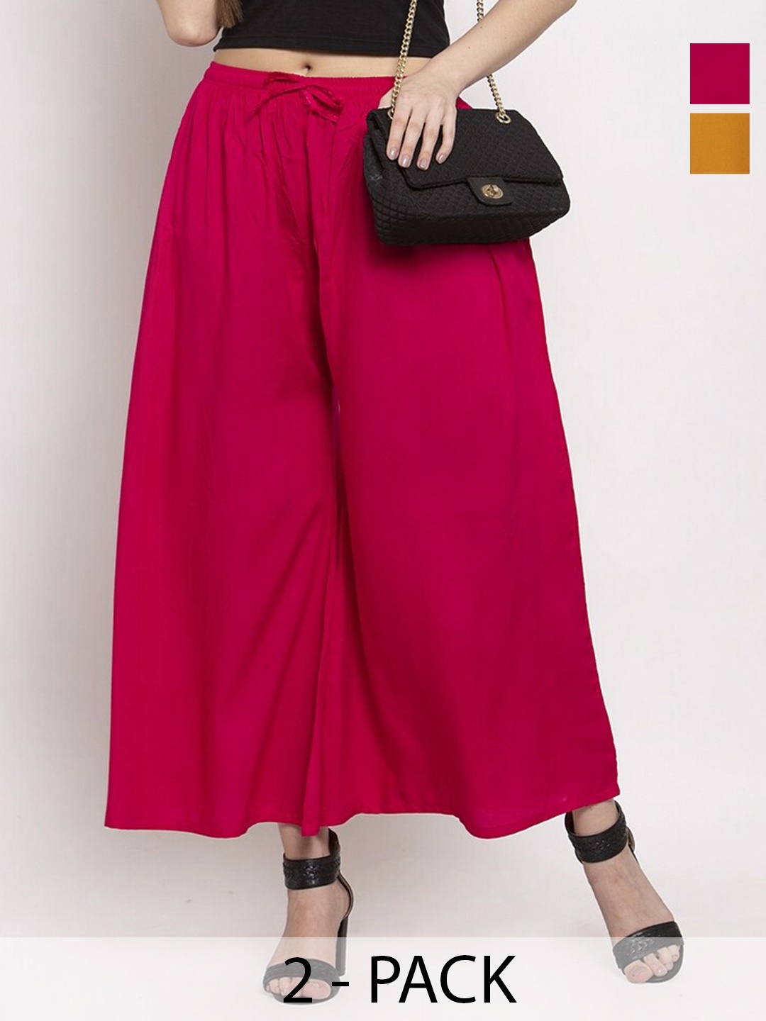 

Miaz Lifestyle Women 2 Palazzos, Mustard