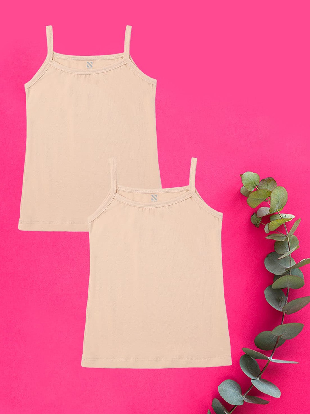 

NUSYL Girls Pack Of 2 Cotton Camisoles, Nude
