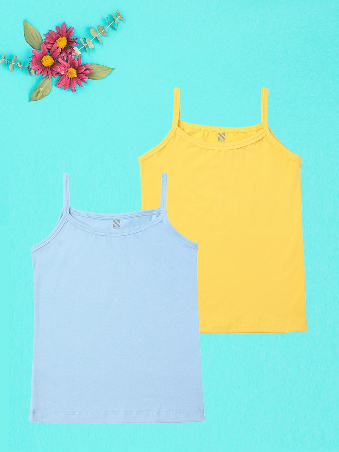 

NUSYL Girls Pack Of 2 Non Padded Camisoles, Yellow