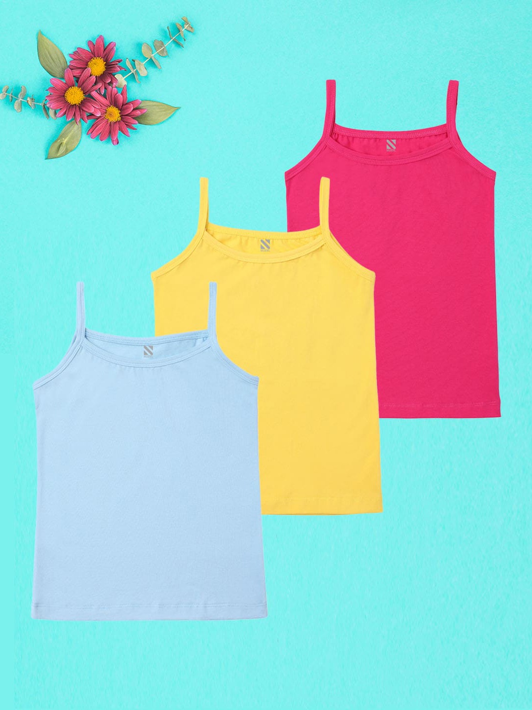 

NUSYL Girls Pack Of 3 Sleeveless Cotton Camisole, Pink